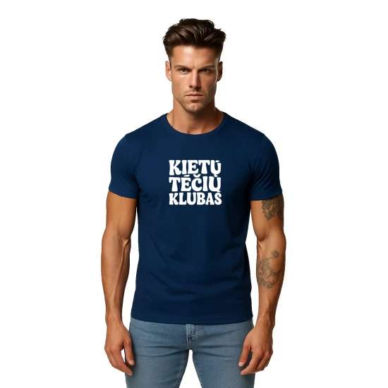Vyriški tamsiai mėlyni marškinėliai Kietas tėtis (baltas) PK4004
