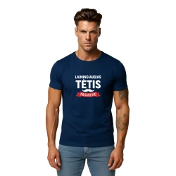 Tamsiai mėlyni marškinėliai Laimingiausias tėtis (baltas)