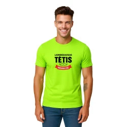 Neoniniai žali marškinėliai Laimingiausias tėtis (juodas)