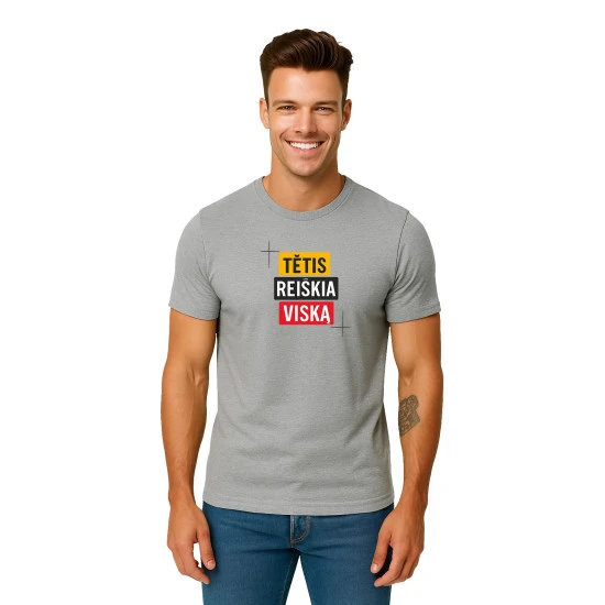 Šviesiai pilki marškinėliai Tėtis reiškia viską PK4008