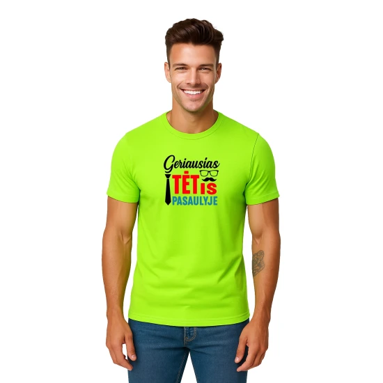 Neoniniai žali marškinėliai Geriausias tėtis pasaulyje (juodas) PK4007