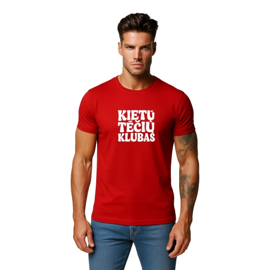 Vyriški raudoni marškinėliai Kietas tėtis (baltas) PK4004