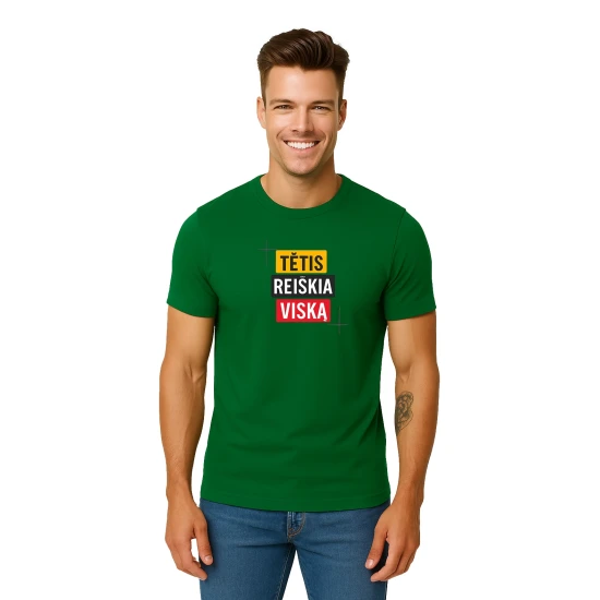 Tamsiai žali marškinėliai Tėtis reiškia viską PK4008