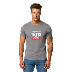 Pilki marškinėliai Laimingiausias tėtis (baltas)