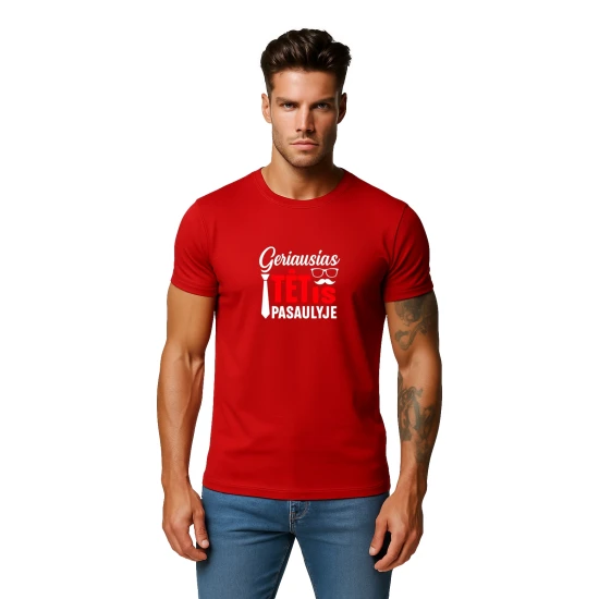 Raudoni marškinėliai Geriausias tėtis pasaulyje (baltas) PK4007