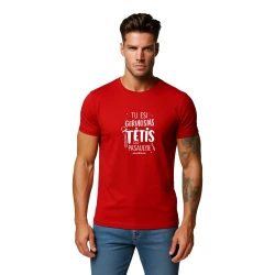 Vyriški raudoni marškinėliai Geriausias tėtis (baltas)