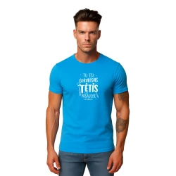 Vyriški mėlyni marškinėliai Geriausias tėtis (baltas)