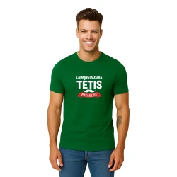 Tamsiai žali marškinėliai Laimingiausias tėtis (baltas)