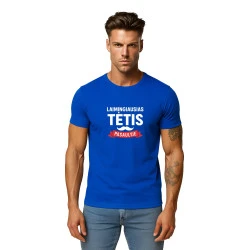 Mėlyni marškinėliai Laimingiausias tėtis (baltas)