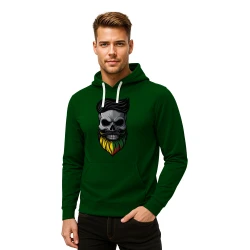 Tamsiai žalias džemperis su gobtuvu Kaukolė barzda-šukuosena