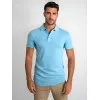 Vyriški šviesiai mėlyni polo marškinėliai Casual JS/8T80