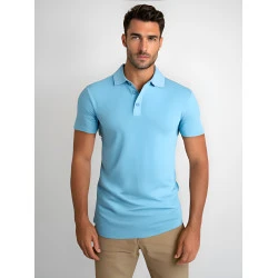 Vyriški šviesiai mėlyni polo marškinėliai Casual