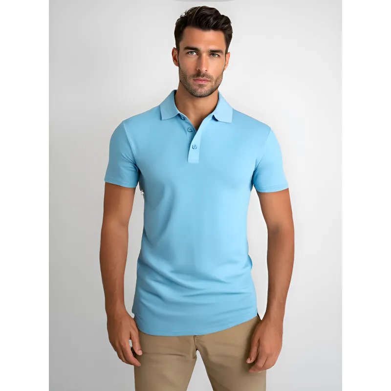 Vyriški šviesiai mėlyni polo marškinėliai Casual JS/8T80