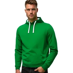 Ryškiai žalios spalvos vyriškas džemperis su gobtuvu Buvoli