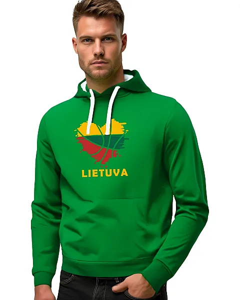 Vyriškas žalios spalvos džemperis su gobtuvu LTU