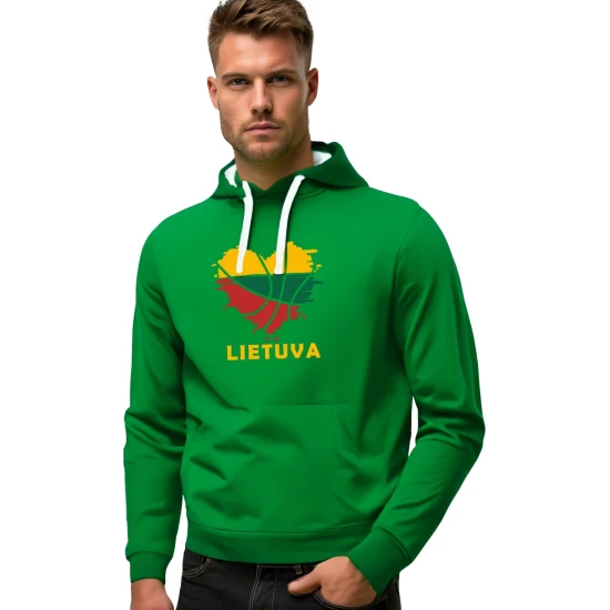 Vyriškas žalios spalvos džemperis su gobtuvu LTU JS/2009