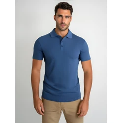 Vyriški mėlyni polo marškinėliai Casual
