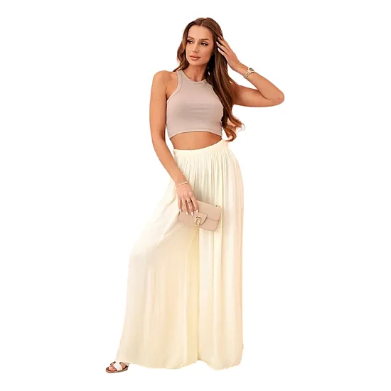 Women's wide yellow trousers Andi 31717
