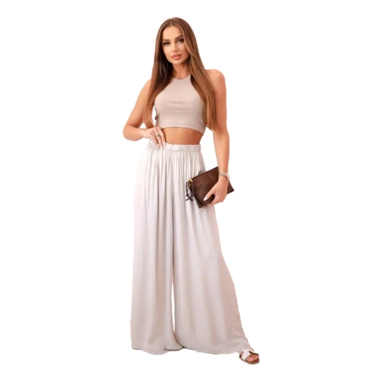 Moteriškos plačios rusvos spalvos kelnės Andi 31829