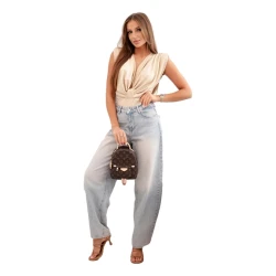 Moteriška palaidinė rusvos spalvos su gilia iškirpte Ana