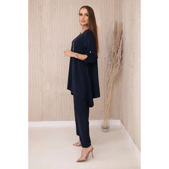 Moteriškas tamsiai mėlynos spalvos komplektas Elis 28032