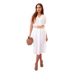 Moteriška balta suknelė su diržu Amber