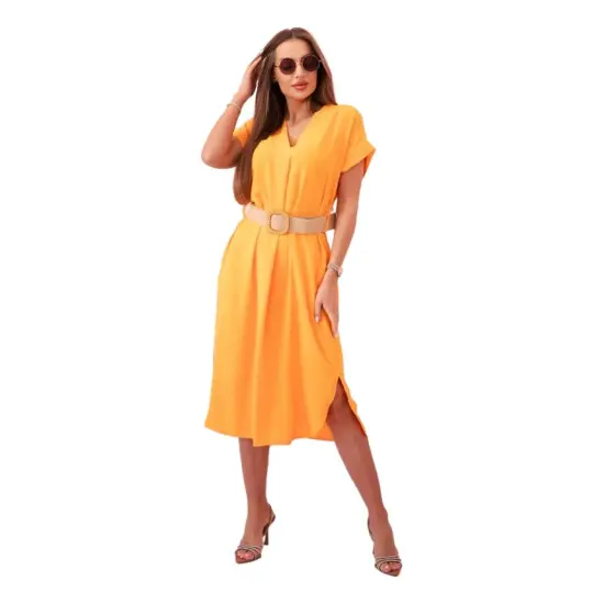 Moteriška oranžinė suknelė su diržu Amber 24126