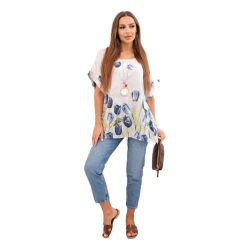 Moteriški balti marškiniai su gėlėmis Limon