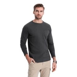 Vyriška tamsiai pilki marškinėliai ilgomis rankovėmis Doug
