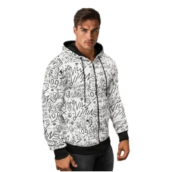 Baltos spalvos džemperis su gobtuvu Mind