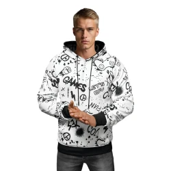 Vyriškas baltas džemperis su gobtuvu Games