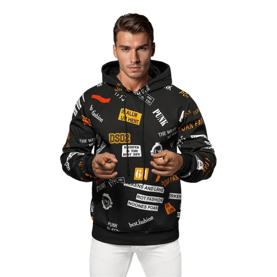 Vyriškas juodas džemperis su gobtuvu Rot Fashion JS/8B1250/3Z