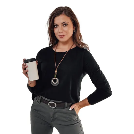 Moteriška juoda palaidinė su pakabuku Minimoda RY2678