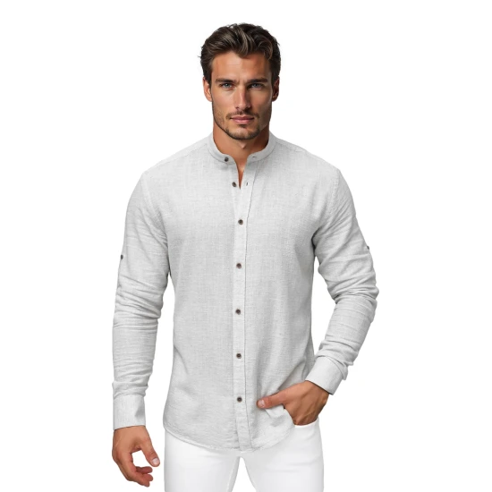 Vyriški pilki marškiniai su stačia apykakle Party O/V159