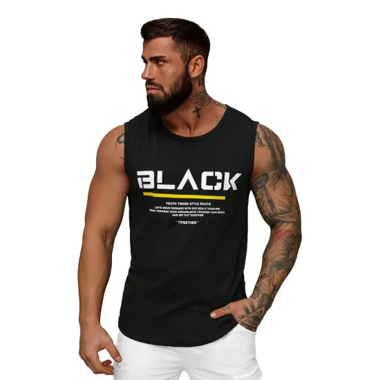 Juodos spalvos vyriški marškinėliai be rankovių Black JS/8B1712/3