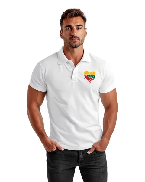 Vyriški balti polo marškinėliai Širdis