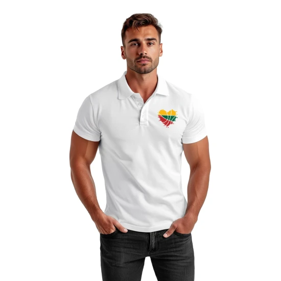 Vyriški balti polo marškinėliai Širdis JS/8T80