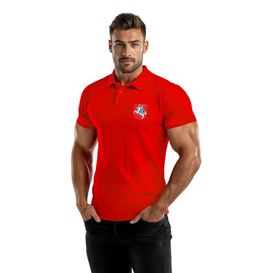 Vyriški raudoni polo marškinėliai Herbas JS/8T80