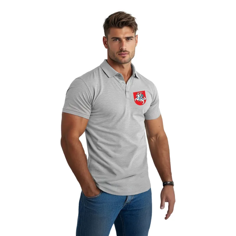 Vyriški pilki polo marškinėliai Herbas JS/8T80