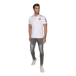 Vyriški polo marškinėliai su lopais balti US Army