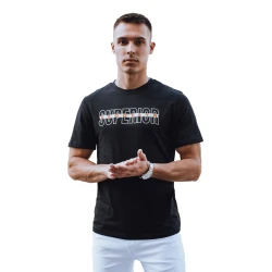 Vyriški juodi marškinėliai su užrašu Superior