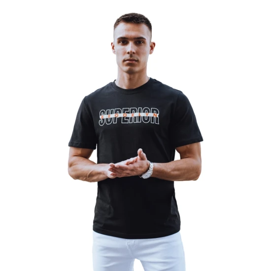 Vyriški juodi marškinėliai su užrašu Superior RX5385