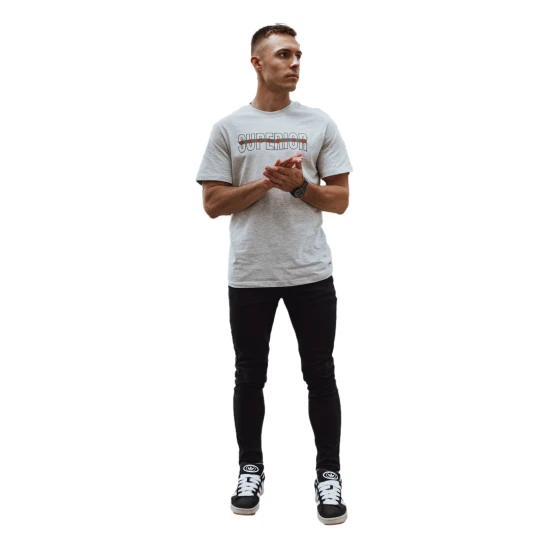 Vyriški šviesiai pilki marškinėliai su užrašu Superior RX5385