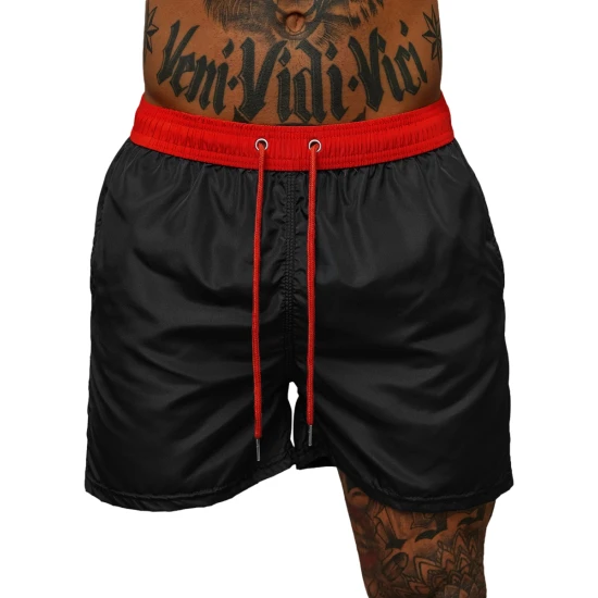 Vyriški šortai juodi/raudoni Renald JS/17K561/1