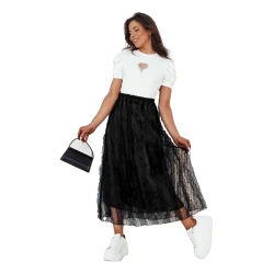 Moteriškas juodas tulio sijonas Fliss