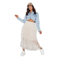 Moteriškas rusvos spalvos tiulio sijonas Milani