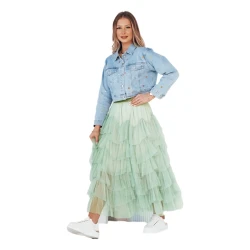 Moteriškas mėtų spalvos tiulio sijonas Milani