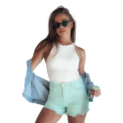 Moteriški mėtiniai džinsiniai šortai Sunylook