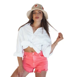 Moteriški rožiniai džinsiniai šortai Sunylook