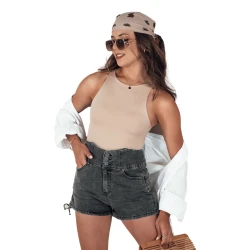 Moteriški juodi džinsiniai šortai Jeanlove